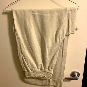 Cream linen drawstring pants